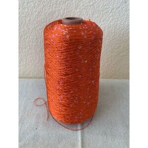 Fancy Spool Cone Yarn Orange Clear Sequins Thread Needlework 510g  #489